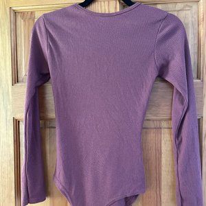 Long sleeve maroon body suit